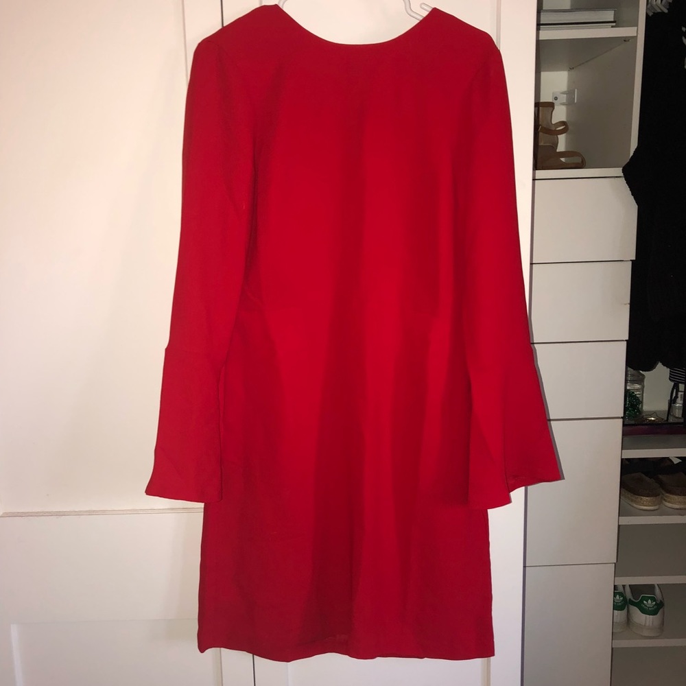 red dress w/ open back and bow